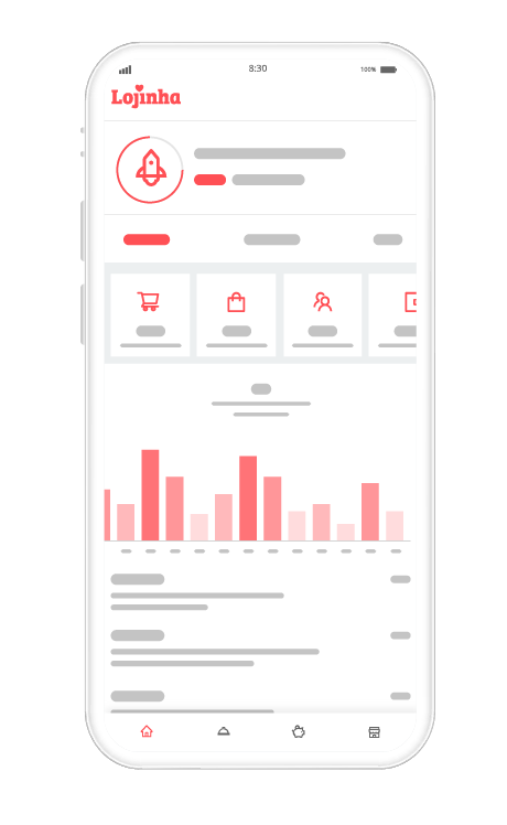 Template mobile hero do dashboard do aplicativo lojinha